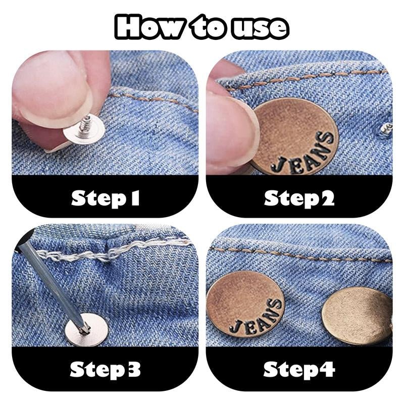 20 Counts Jeans Accessories Kit Buttons and Rivets Multiple Style Choices - Novacart