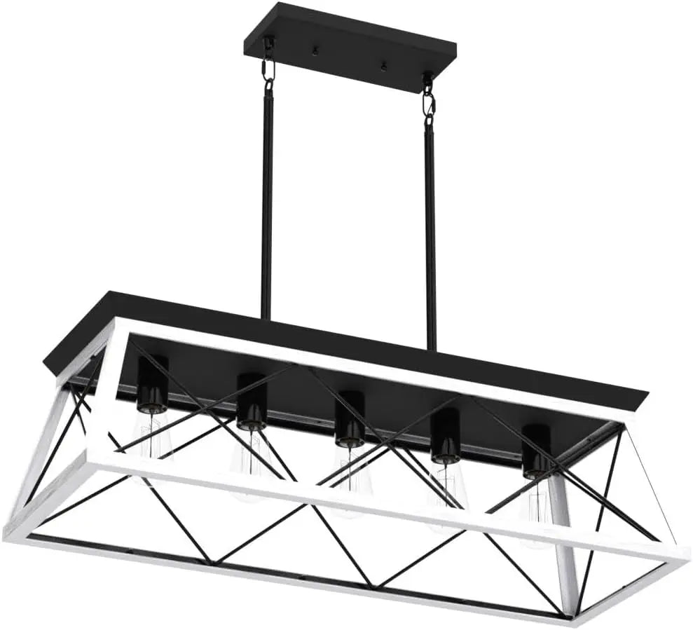 5-Light Pendant Lights Fixture, Farmhouse Chandeliers for Dining Room,【Rustic Style Farmhouse Pendant Light Fixture】The popular dining room lights over table is made from solid steel in geometric shape, concise and decent. Manually bruXIPUDANovacart5 Light Pendant Lights