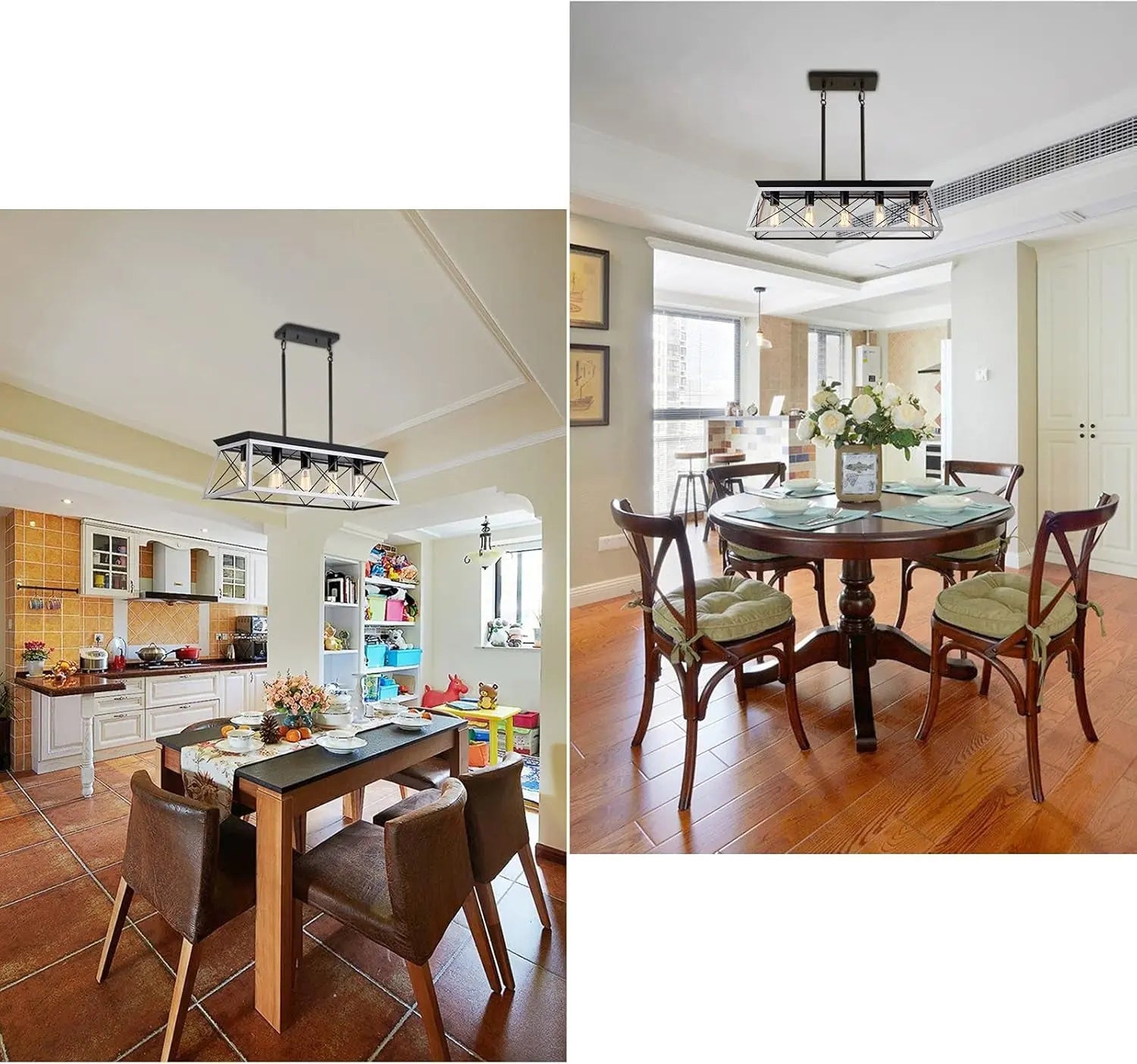 5-Light Pendant Lights Fixture, Farmhouse Chandeliers for Dining Room,【Rustic Style Farmhouse Pendant Light Fixture】The popular dining room lights over table is made from solid steel in geometric shape, concise and decent. Manually bruXIPUDANovacart5 Light Pendant Lights