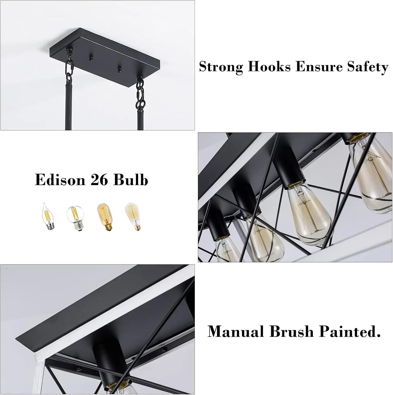 5-Light Pendant Lights Fixture, Farmhouse Chandeliers for Dining Room,【Rustic Style Farmhouse Pendant Light Fixture】The popular dining room lights over table is made from solid steel in geometric shape, concise and decent. Manually bruXIPUDANovacart5 Light Pendant Lights