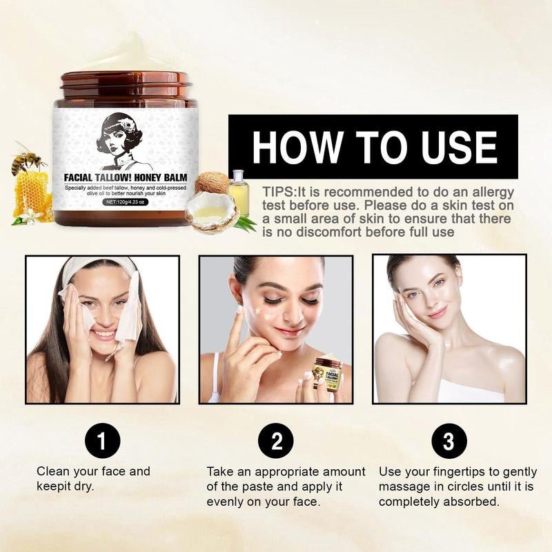 Beef Tallow & Honey Face Cream, Moisturizing Face Cream, Hydrating Skin Care Product for Women & Men - Novacart