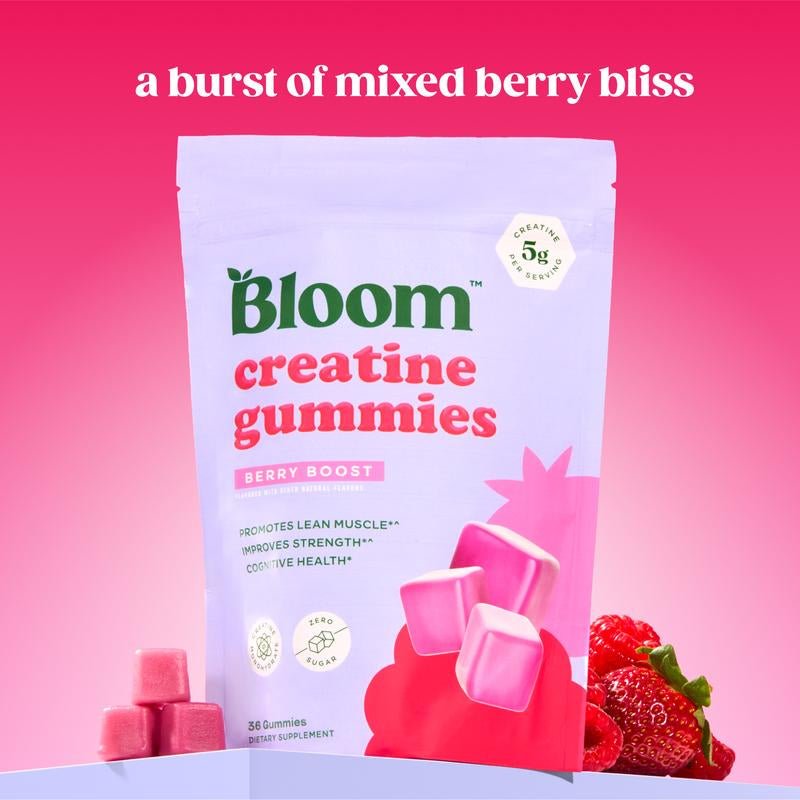 Bloom Nutrition Creatine Gummies - Energy, Cognitive Health & Post - Workout Muscle Recovery Promotes & Muscle Improves Strength Cognitive Health - Novacart