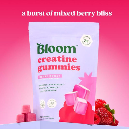 Bloom Nutrition Creatine Gummies - Energy, Cognitive Health & Post - Workout Muscle Recovery Promotes & Muscle Improves Strength Cognitive Health - Novacart