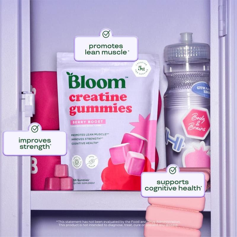 Bloom Nutrition Creatine Gummies - Energy, Cognitive Health & Post - Workout Muscle Recovery Promotes & Muscle Improves Strength Cognitive Health - Novacart