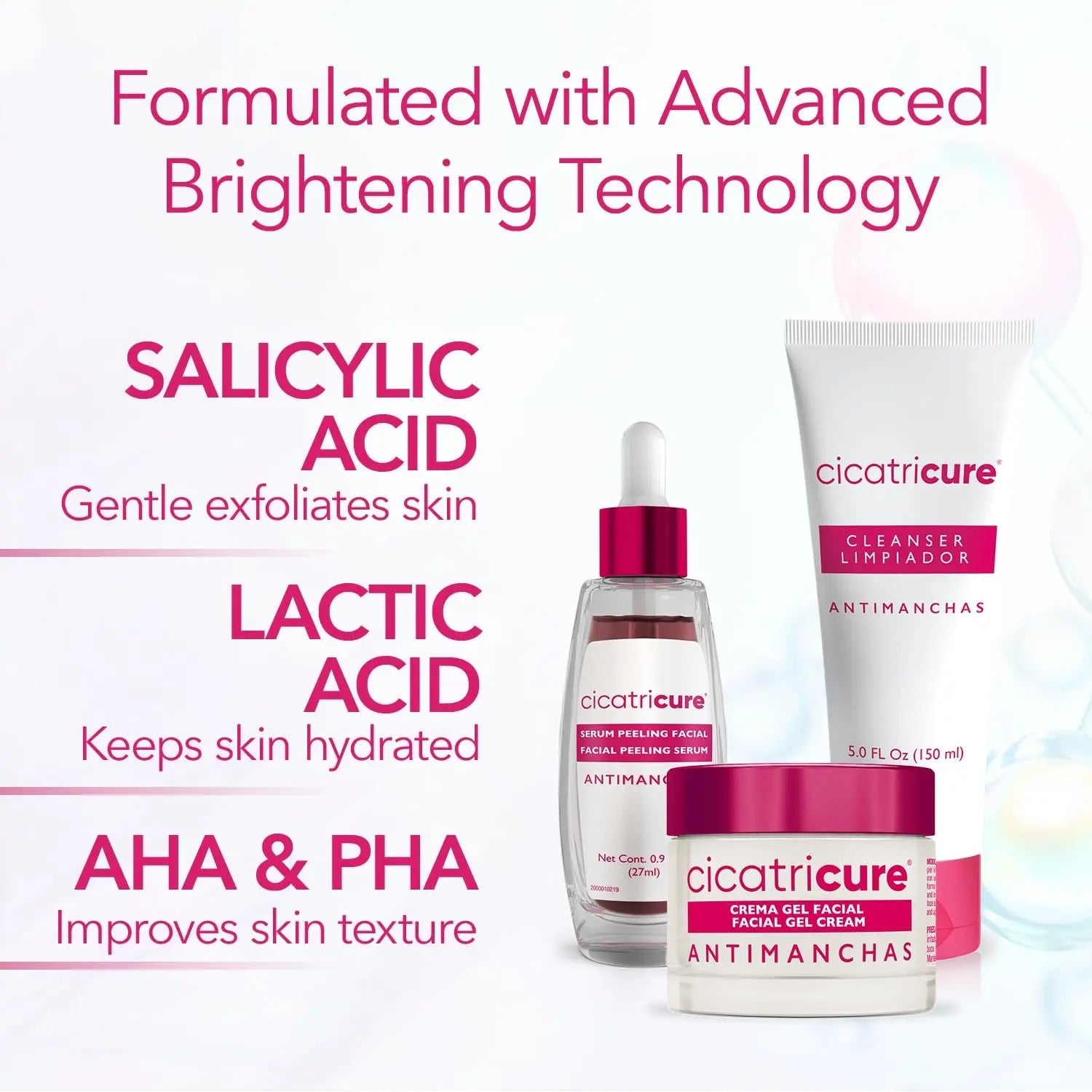 Cicatricure Antimanchas Skin Care Set: AHA & PHA Exfoliating Cleanser,Cicatricure Antimanchas Skin Care Set for Radiant Skin

[COMPREHENSIVE RADIANCE SKIN CARE KIT] The Cicatricure Antimanchas Skincare Set is expertly crafted for a comGenomma LabNovacartCicatricure Antimanchas Skin Care Set