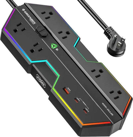 CRST RGB Gaming Power Strip with 6 AC Outlets 1 USB-A & 2 USB-C Ports 🎮 RGB Gaming Power Strip
✨ RGB Lighting Effect: The gaming power strip features RGB ambient light with four adjustable brightness levels and three modes. It createsNovaCartNovacartCRST RGB Gaming Power Strip
