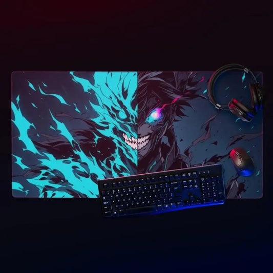 Desk Mat Bluish Villian Cartoonized Maniac Split TranformationPersonalize your Deskspace with a Desk Mat Add style to your workstation with an Uniquely You desk mat. With its large size and quality edge stitching, this gaming mNovaCartNovacartDesk Mat Bluish Villian