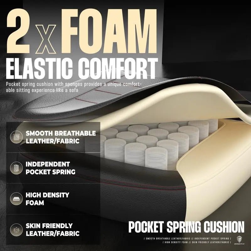 Dowinx Gaming Chair with Footrest, Tall Racing Gaming Chair for Heavy Product Dimensions：17.7"D x 21.3"W x 40"H
Advanced Spring Cushion Technology:
Dowinx gaming chair's advanced pocket spring cushion enhances your gaming experience. DNovaCartNovacartDowinx gaming chair