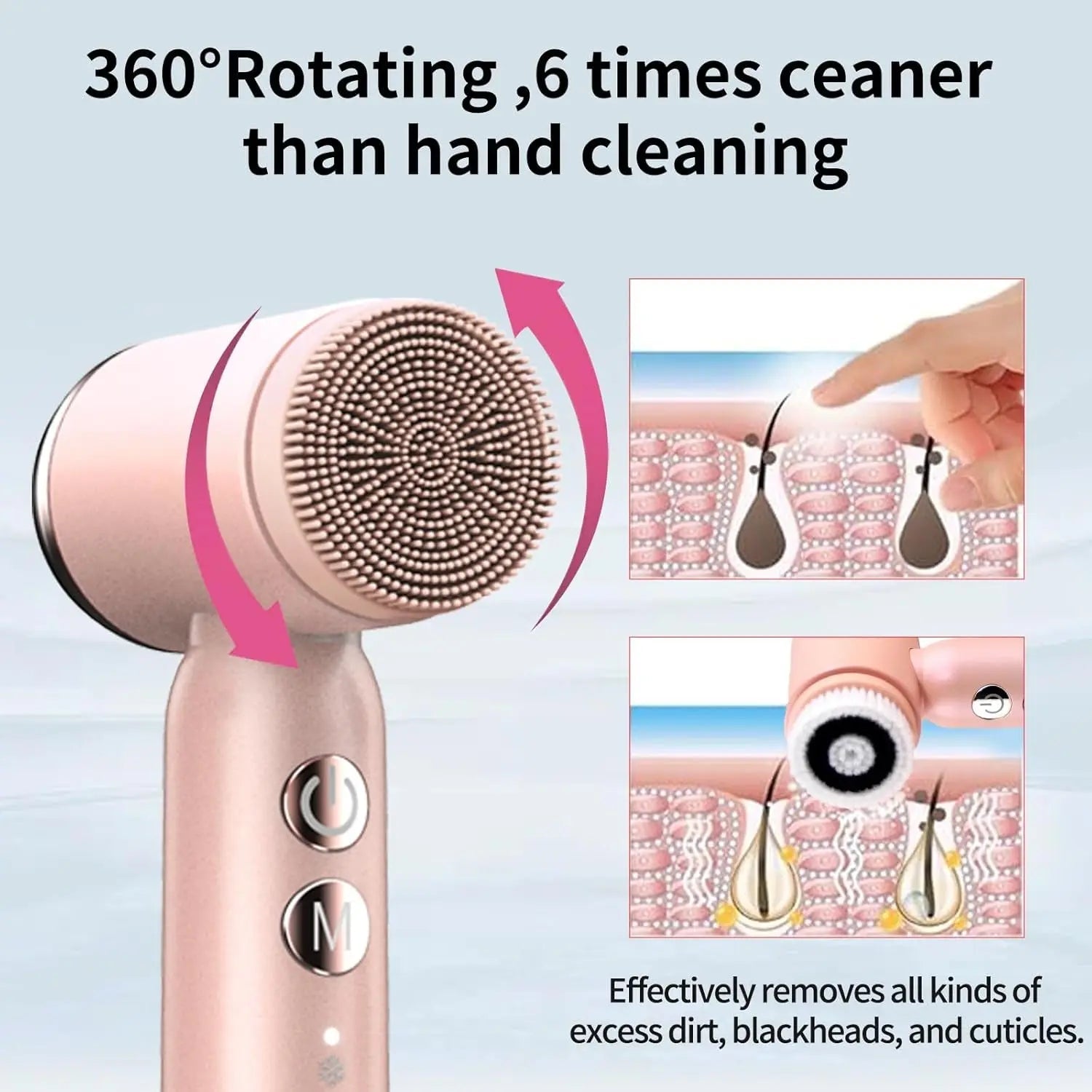 Electric Facial Cleansing Brush, 8-In-1 Face Cleansing Brush with Hot TRANSFORM YOUR DAILY ROUTINE INTO A SPA-LIKE EXPERIENCE: Our multifunctional electric facial brush is your ticket to salon-quality beauty care in the comfort of yourViQureNovacartElectric Facial Cleansing Brush