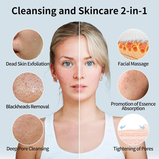 Electric Facial Cleansing Brush, 8-In-1 Face Cleansing Brush with Hot TRANSFORM YOUR DAILY ROUTINE INTO A SPA-LIKE EXPERIENCE: Our multifunctional electric facial brush is your ticket to salon-quality beauty care in the comfort of yourViQureNovacartElectric Facial Cleansing Brush