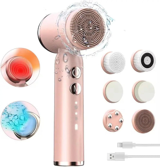 Electric Facial Cleansing Brush, 8-In-1 Face Cleansing Brush with Hot TRANSFORM YOUR DAILY ROUTINE INTO A SPA-LIKE EXPERIENCE: Our multifunctional electric facial brush is your ticket to salon-quality beauty care in the comfort of yourViQureNovacartElectric Facial Cleansing Brush