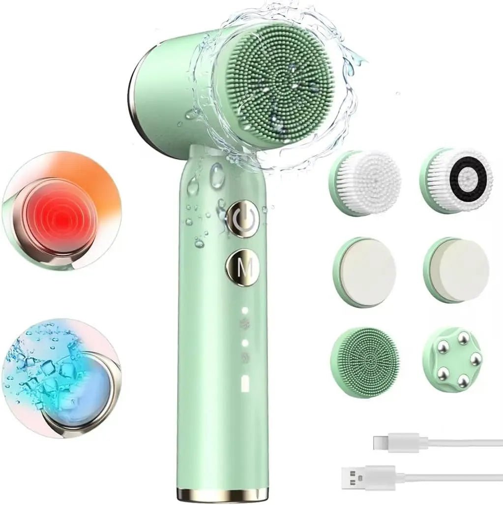 Electric Facial Cleansing Brush, 8-In-1 Face Cleansing Brush with Hot TRANSFORM YOUR DAILY ROUTINE INTO A SPA-LIKE EXPERIENCE: Our multifunctional electric facial brush is your ticket to salon-quality beauty care in the comfort of yourViQureNovacartElectric Facial Cleansing Brush