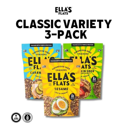 Ella'S Flats Classic Variety 3-Pack Snack Natural | Sesame, Hemp & CarElla's Flats: Your Perfect Healthy Snack

Classic variety 3-pack: Sesame, Hemp, and Caraway
Experience the best of Ella’s Flats with our Classic Variety 3-Pack, featNovaCartNovacartElla's Flats