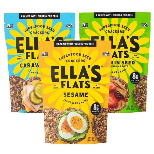 Ella'S Flats Classic Variety 3-Pack Snack Natural | Sesame, Hemp & CarElla's Flats: Your Perfect Healthy Snack

Classic variety 3-pack: Sesame, Hemp, and Caraway
Experience the best of Ella’s Flats with our Classic Variety 3-Pack, featNovaCartNovacartElla's Flats