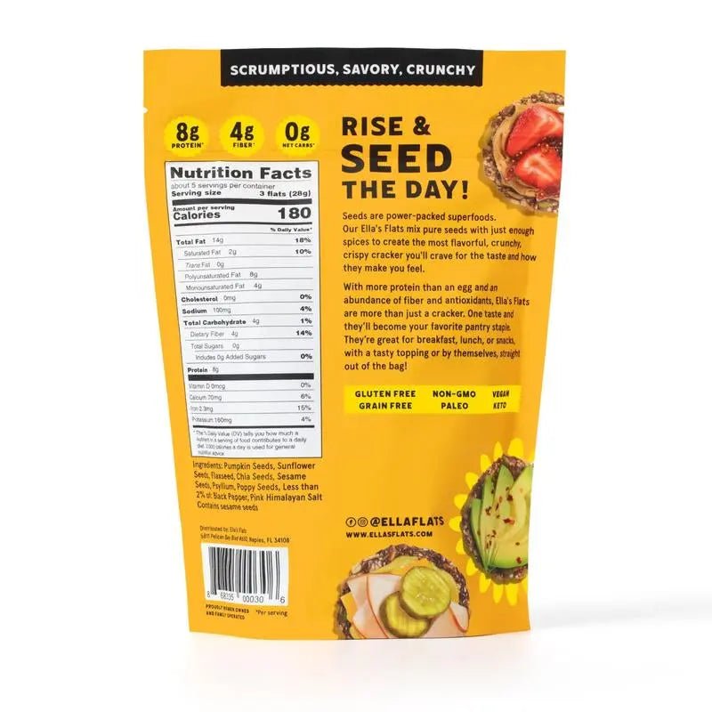Ella'S Flats Classic Variety 3-Pack Snack Natural | Sesame, Hemp & CarElla's Flats: Your Perfect Healthy Snack

Classic variety 3-pack: Sesame, Hemp, and Caraway
Experience the best of Ella’s Flats with our Classic Variety 3-Pack, featNovaCartNovacartElla's Flats
