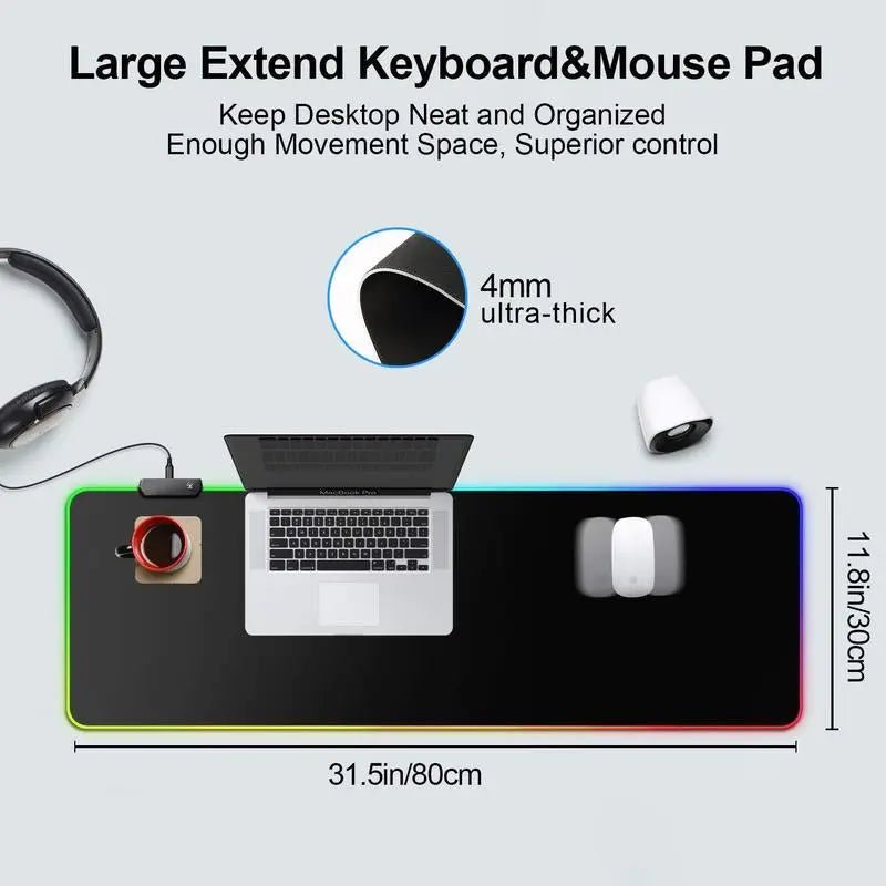 Extra Large Size RGB Gaming Mouse Pad with 9 Lighting Modes,Led Large Enhance your gaming experience with the OMKI RGB Gaming Mouse Pad, designed to keep your desktop neat and organized while providing superior control.
 Key Features:
NovaCartNovacartRGB Gaming Mouse Pad