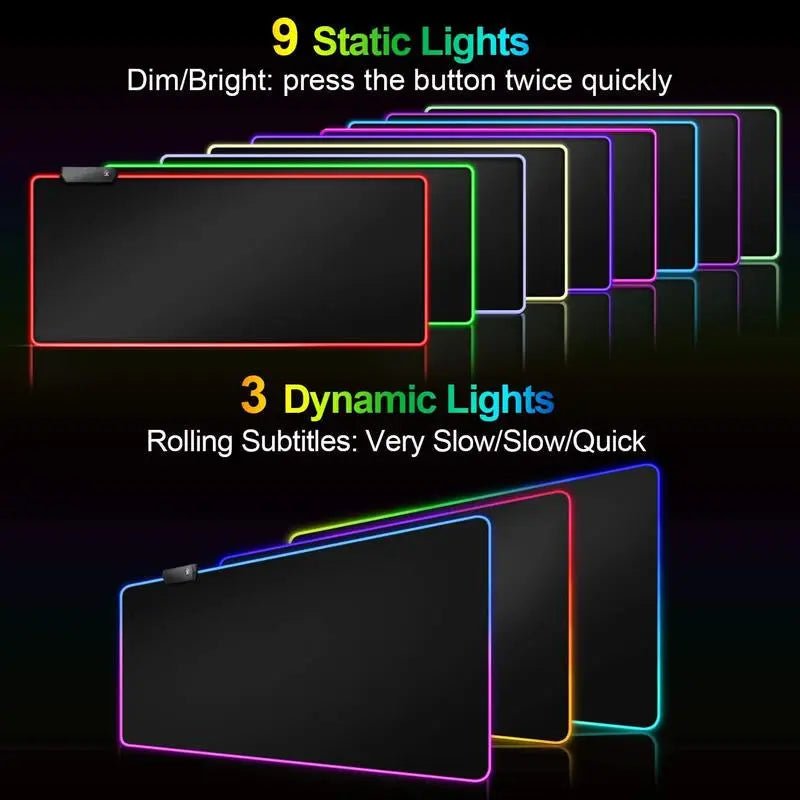 Extra Large Size RGB Gaming Mouse Pad with 9 Lighting Modes,Led Large Enhance your gaming experience with the OMKI RGB Gaming Mouse Pad, designed to keep your desktop neat and organized while providing superior control.
 Key Features:
NovaCartNovacartRGB Gaming Mouse Pad