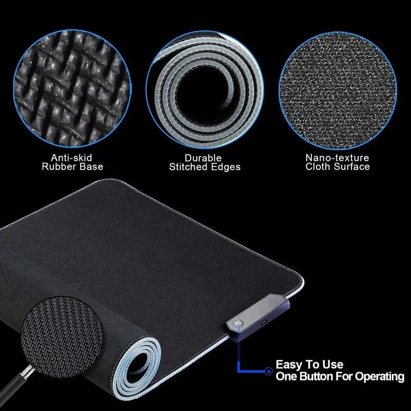 Extra Large Size RGB Gaming Mouse Pad with 9 Lighting Modes,Led Large Enhance your gaming experience with the OMKI RGB Gaming Mouse Pad, designed to keep your desktop neat and organized while providing superior control.
 Key Features:
NovaCartNovacartRGB Gaming Mouse Pad