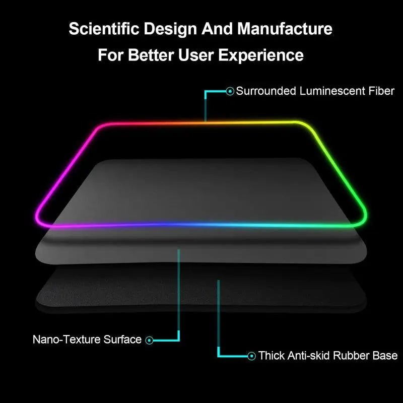 Extra Large Size RGB Gaming Mouse Pad with 9 Lighting Modes,Led Large Enhance your gaming experience with the OMKI RGB Gaming Mouse Pad, designed to keep your desktop neat and organized while providing superior control.
 Key Features:
NovaCartNovacartRGB Gaming Mouse Pad