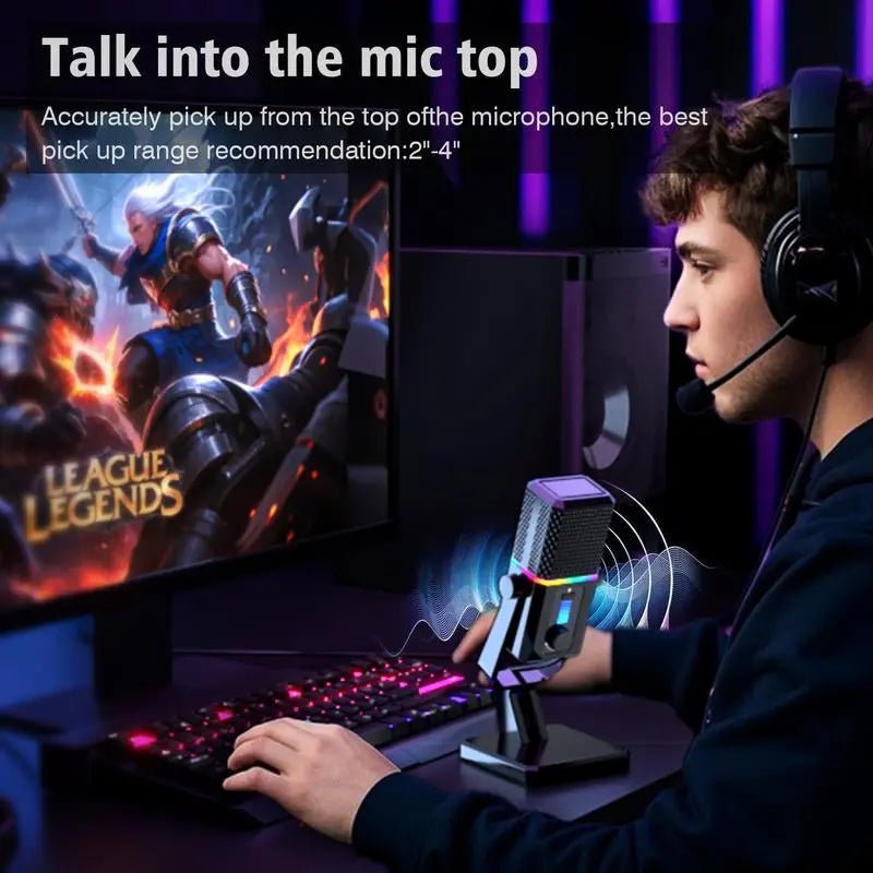 Facmogu HK2 Gaming Microphone, USB Dynamic Gaming Microphone for PC, C【Double Noise Cancellation】 The USB computer microphone with denoising technology, press the button on the back of mic to turn on the noise-reducing mode, which can NovaCartNovacartGaming Microphone