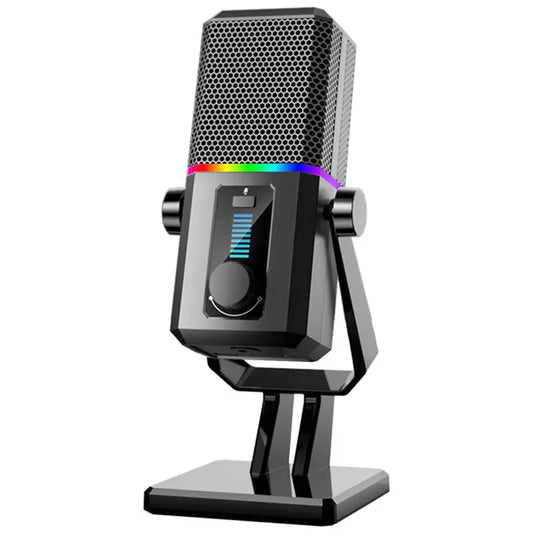 Facmogu HK2 Gaming Microphone, USB Dynamic Gaming Microphone for PC, C【Double Noise Cancellation】 The USB computer microphone with denoising technology, press the button on the back of mic to turn on the noise-reducing mode, which can NovaCartNovacartGaming Microphone