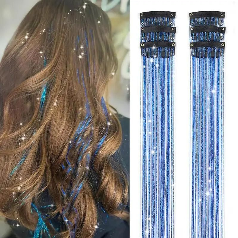 Hair Tinsel Kit Pack of 6 Pcs Colorful Glitter Tinsel Hair Accessories1.Hair Tinsel Material: Clip in tinsel hair extensions  is made of 100% high quality polyester fiber hair tinsel. No bad smell, non toxic,Shining with a shining lighNovaCartNovacartHair Tinsel Kit