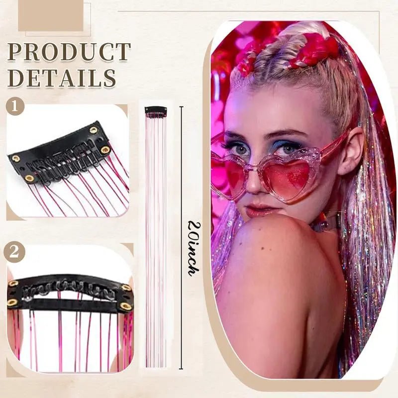 Hair Tinsel Kit Pack of 6 Pcs Colorful Glitter Tinsel Hair Accessories1.Hair Tinsel Material: Clip in tinsel hair extensions  is made of 100% high quality polyester fiber hair tinsel. No bad smell, non toxic,Shining with a shining lighNovaCartNovacartHair Tinsel Kit