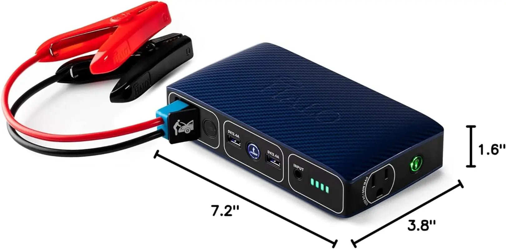 HALO Bolt 58830 ACDC Portable Car Battery Jump Starter | 58.8Wh USB PoPORTABLE PHONE, TABLET, and USB POWER BANK: Never run out of battery Two USB 2. 4V charging outputs means this iPhone, Samsung Galaxy, or iPad Portable Charger powerHALONovacartHALO Bolt 58830