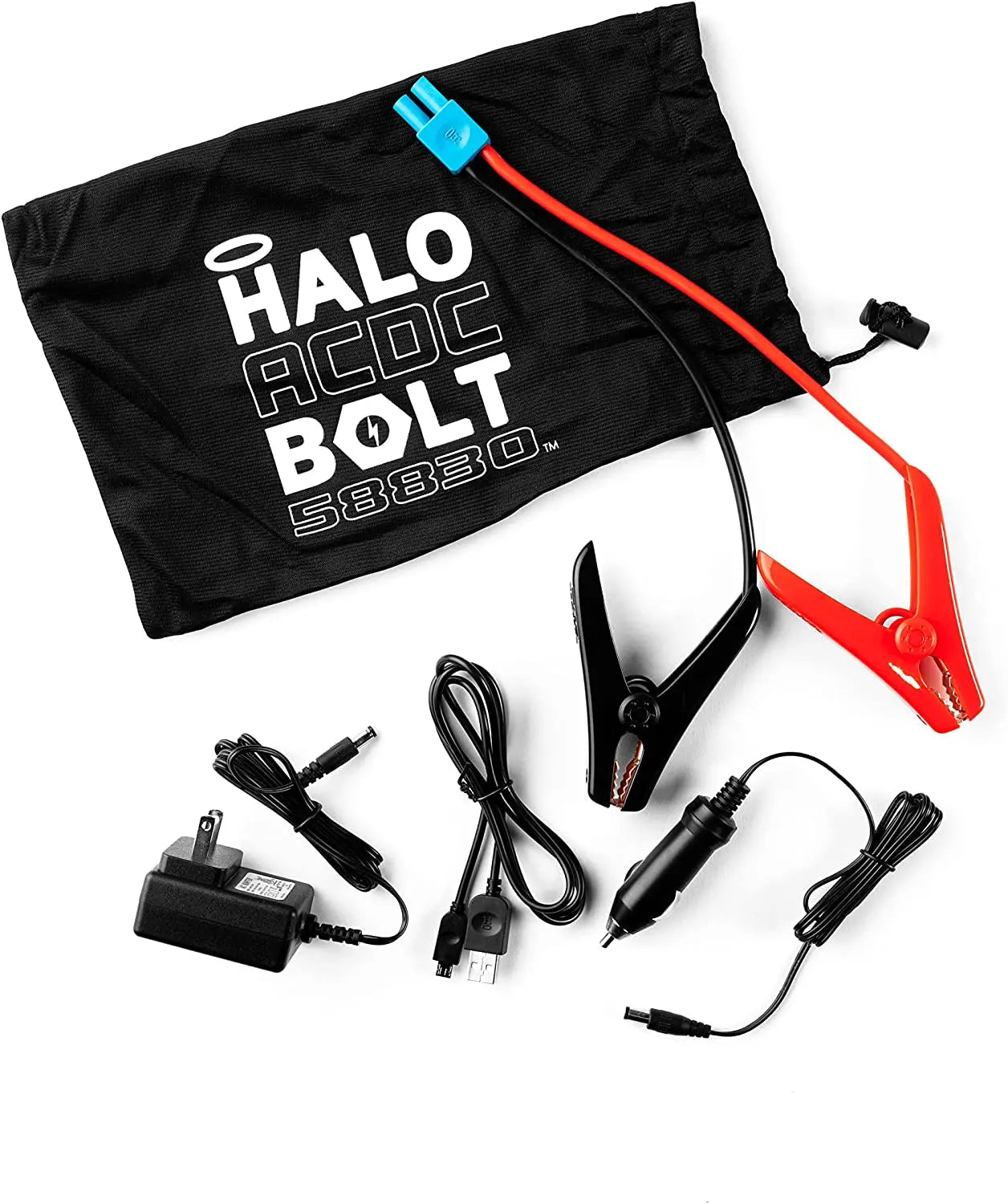 HALO Bolt 58830 ACDC Portable Car Battery Jump Starter | 58.8Wh USB PoPORTABLE PHONE, TABLET, and USB POWER BANK: Never run out of battery Two USB 2. 4V charging outputs means this iPhone, Samsung Galaxy, or iPad Portable Charger powerHALONovacartHALO Bolt 58830