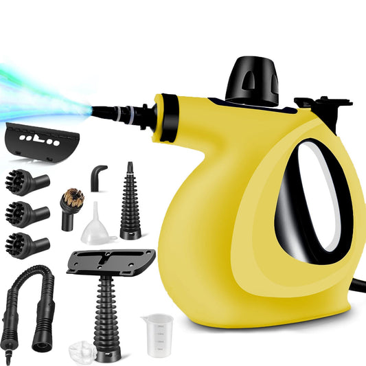 Handheld Multi - Surface Pressurized Steam Cleaner With 12 Accessories, Multi - Purpose Steam Generator For Household Water Tank, Natural Steam Cleaning, Yellow - Novacart
