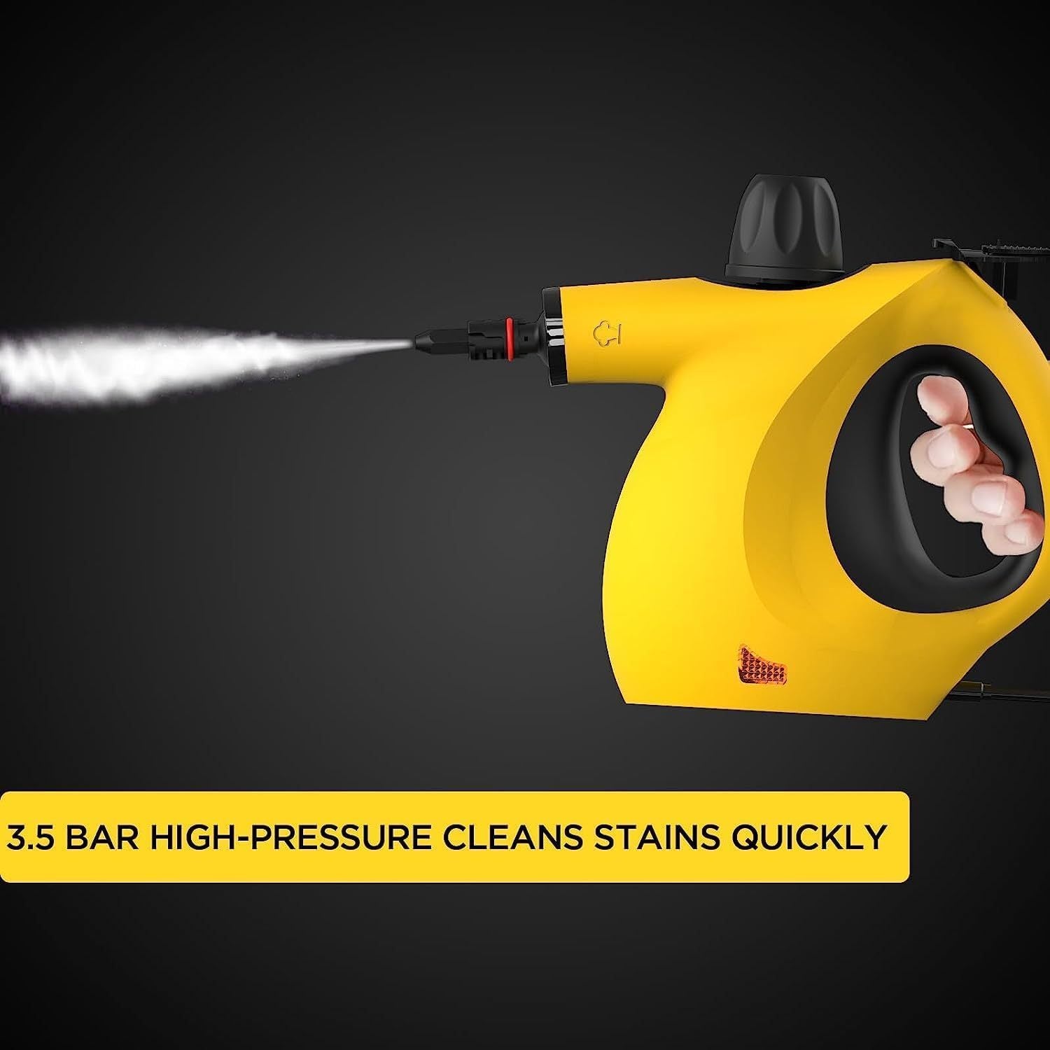 Handheld Multi - Surface Pressurized Steam Cleaner With 12 Accessories, Multi - Purpose Steam Generator For Household Water Tank, Natural Steam Cleaning, Yellow - Novacart