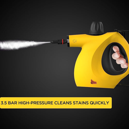 Handheld Multi - Surface Pressurized Steam Cleaner With 12 Accessories, Multi - Purpose Steam Generator For Household Water Tank, Natural Steam Cleaning, Yellow - Novacart
