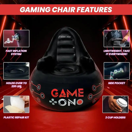 Huge Inflatable Gaming Chairs for Adults, Kids & Teens of All Ages - wPlaying video games has never been this fun! Our FranFusion gaming chair, with an inflated size of 46.9x43.6x39.5 inches, holds up to 220 pounds. Made from high-qualNovaCartNovacartHuge Inflatable Gaming Chairs