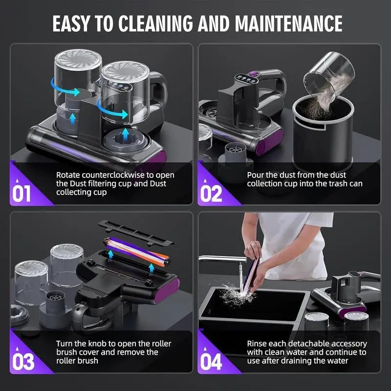 JPHYLL Mattress Mite Remover Vacuum Cleaner - 6 in 1 Lightweight Handh【Enhanced Cleaning Performance】Boasting up to 16Kpa suction, 500W stable power, unobstructed widened suction port, this professional bed vacuum cleaner saving your tNovaCartNovacartMattress Mite Remover