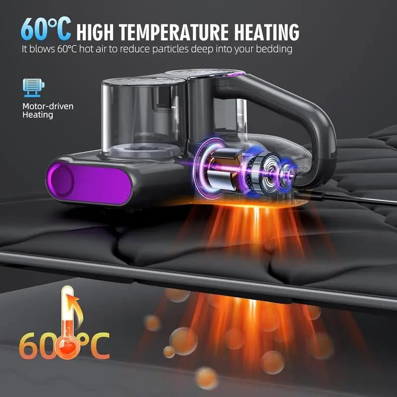 JPHYLL Mattress Mite Remover Vacuum Cleaner - 6 in 1 Lightweight Handh【Enhanced Cleaning Performance】Boasting up to 16Kpa suction, 500W stable power, unobstructed widened suction port, this professional bed vacuum cleaner saving your tNovaCartNovacartMattress Mite Remover