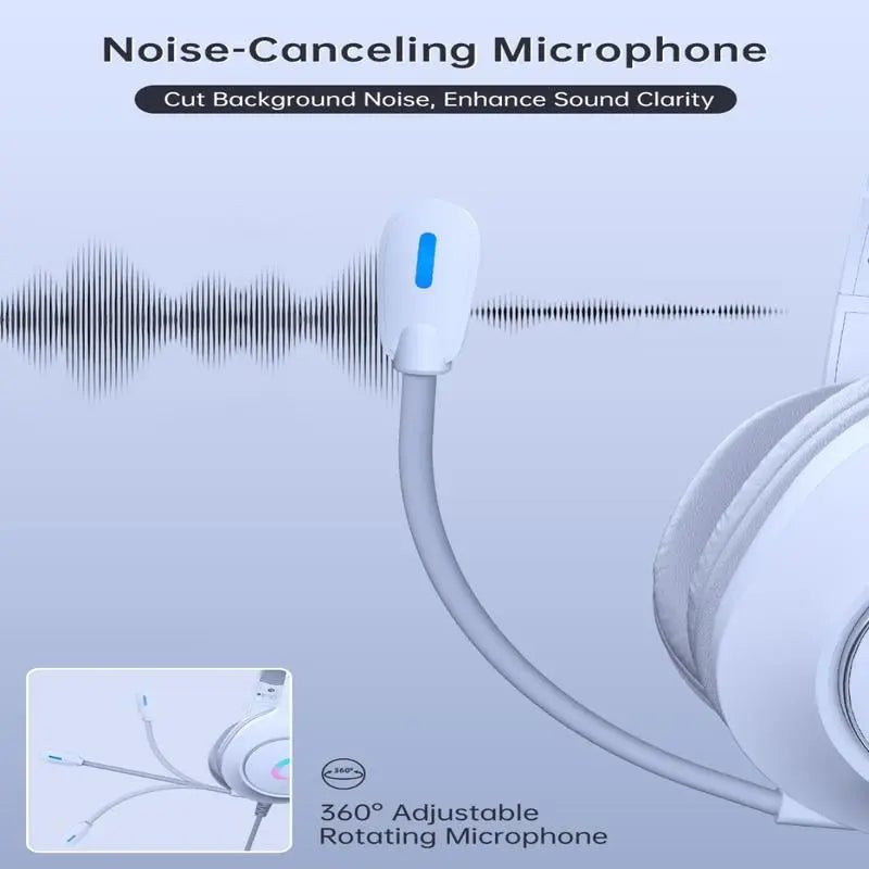 Microphone Active Noise Reduction Gaming Headset, Head-Mounted Wired H🎧【7.1 𝙋𝙧𝙤𝙛𝙚𝙨𝙨𝙞𝙤𝙣𝙖𝙡 𝙎𝙪𝙧𝙧𝙤𝙪𝙣𝙙 𝙎𝙤𝙪𝙣𝙙 𝙎𝙥𝙚𝙖𝙠𝙚𝙧𝙨】Gaming headset with mic wired feature a 50mm dynamic driver and a PET material large diaNovaCartNovacartActive Noise Reduction Gaming Headset