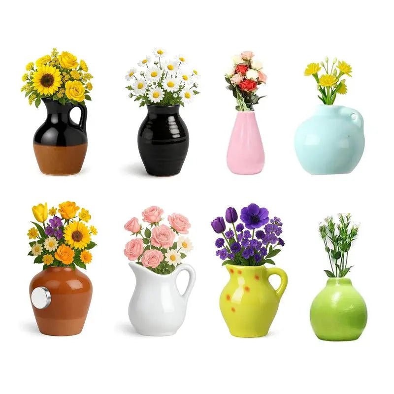 Mini Vase Fridge Magnets, 3D Flower Freezer Magnet, Creative DecorativCreative Decoration - This mini vase magnet can be used as a refrigerator magnet or a small plant stand on the wall or refrigerator, adding fun to the kitchen and liNovaCartNovacartMini Vase Fridge Magnets