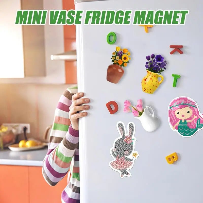 Mini Vase Fridge Magnets, 3D Flower Freezer Magnet, Creative DecorativCreative Decoration - This mini vase magnet can be used as a refrigerator magnet or a small plant stand on the wall or refrigerator, adding fun to the kitchen and liNovaCartNovacartMini Vase Fridge Magnets