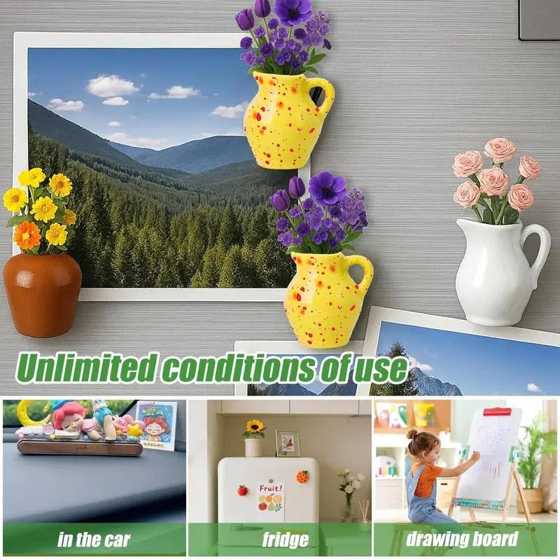 Mini Vase Fridge Magnets, 3D Flower Freezer Magnet, Creative DecorativCreative Decoration - This mini vase magnet can be used as a refrigerator magnet or a small plant stand on the wall or refrigerator, adding fun to the kitchen and liNovaCartNovacartMini Vase Fridge Magnets