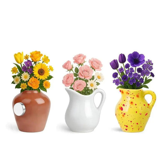 Mini Vase Fridge Magnets, 3D Flower Freezer Magnet, Creative DecorativCreative Decoration - This mini vase magnet can be used as a refrigerator magnet or a small plant stand on the wall or refrigerator, adding fun to the kitchen and liNovaCartNovacartMini Vase Fridge Magnets