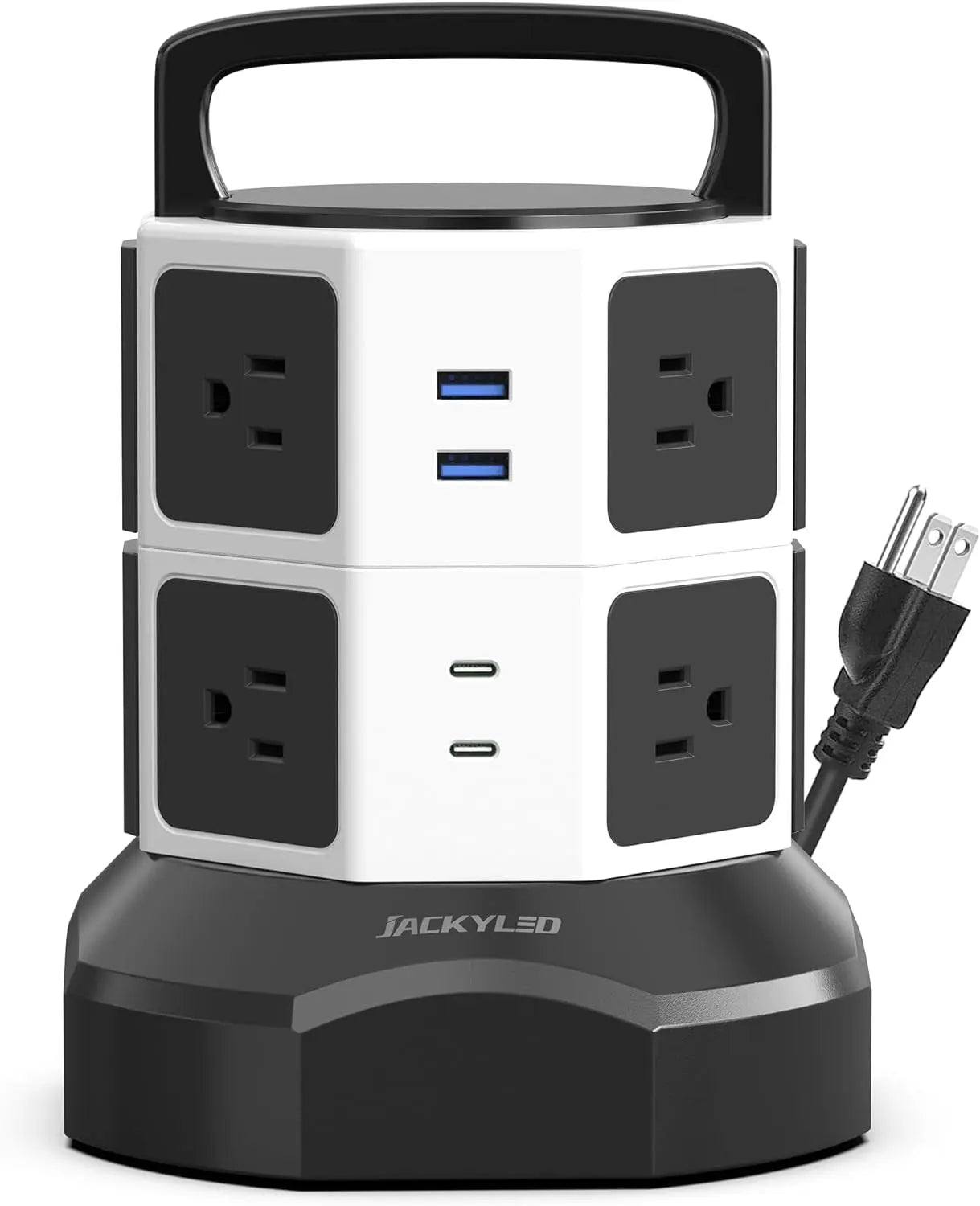 Power Strip Tower Surge Protector, JACKYLED 16 Outlets 6 USB (2 USB C)▶【22-in-1 Power Strip】With 16 widely spaced AC outlets(2.2inch) and 6 smart charging USB ports (2 USB C), this surge protector tower is powerful enough to accommodatJACKYLEDNovacartPower Strip Tower surge protector