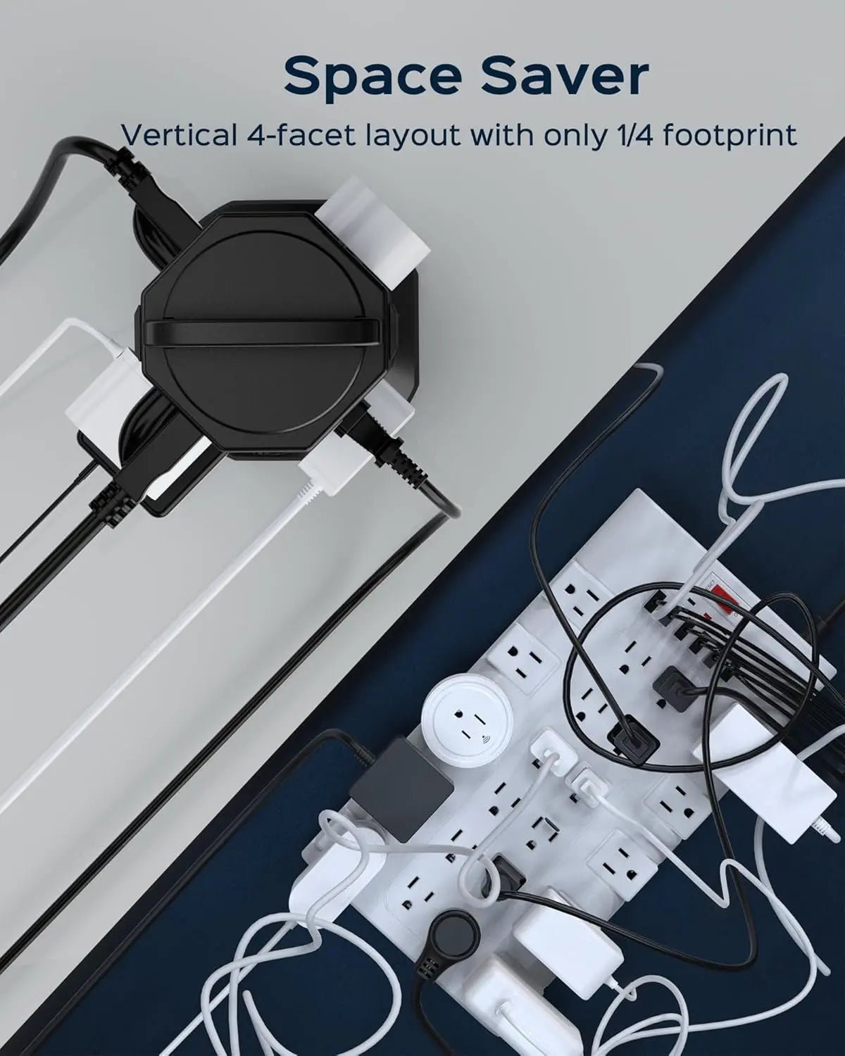 Power Strip Tower Surge Protector, JACKYLED 16 Outlets 6 USB (2 USB C)▶【22-in-1 Power Strip】With 16 widely spaced AC outlets(2.2inch) and 6 smart charging USB ports (2 USB C), this surge protector tower is powerful enough to accommodatJACKYLEDNovacartPower Strip Tower surge protector