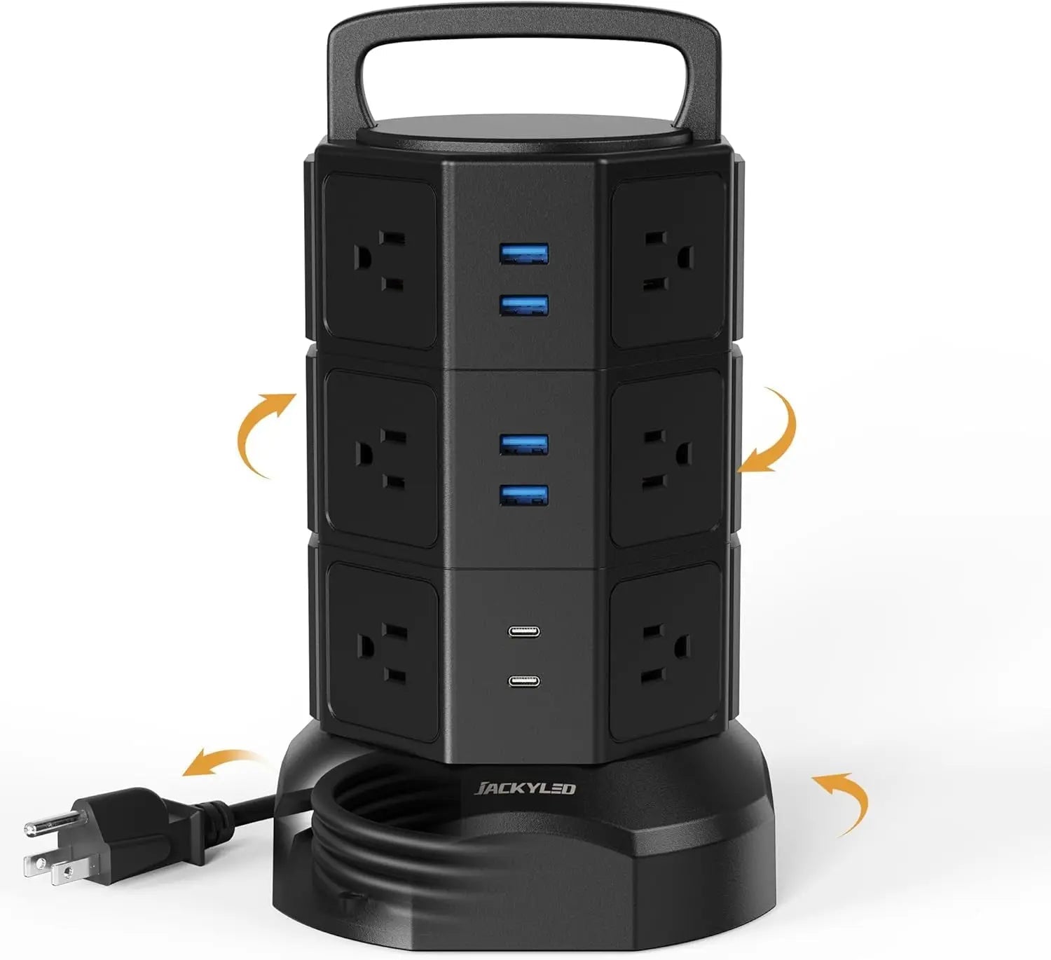 Power Strip Tower Surge Protector, JACKYLED 16 Outlets 6 USB (2 USB C)▶【22-in-1 Power Strip】With 16 widely spaced AC outlets(2.2inch) and 6 smart charging USB ports (2 USB C), this surge protector tower is powerful enough to accommodatJACKYLEDNovacartPower Strip Tower surge protector