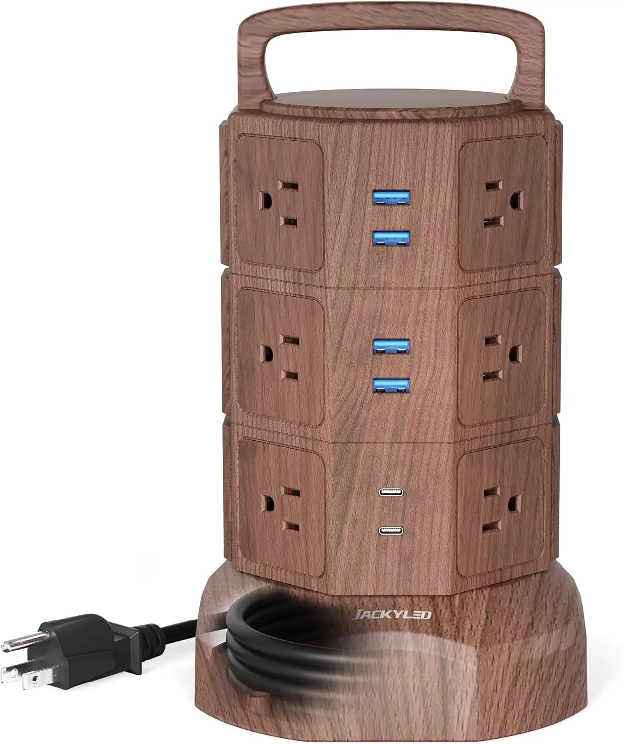 Power Strip Tower Surge Protector, JACKYLED 16 Outlets 6 USB (2 USB C)▶【22-in-1 Power Strip】With 16 widely spaced AC outlets(2.2inch) and 6 smart charging USB ports (2 USB C), this surge protector tower is powerful enough to accommodatJACKYLEDNovacartPower Strip Tower surge protector