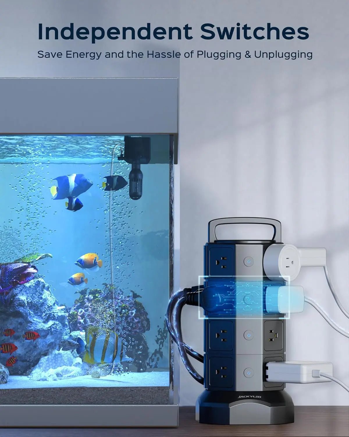 Power Strip Tower Surge Protector, JACKYLED 16 Outlets 6 USB (2 USB C)▶【22-in-1 Power Strip】With 16 widely spaced AC outlets(2.2inch) and 6 smart charging USB ports (2 USB C), this surge protector tower is powerful enough to accommodatJACKYLEDNovacartPower Strip Tower surge protector