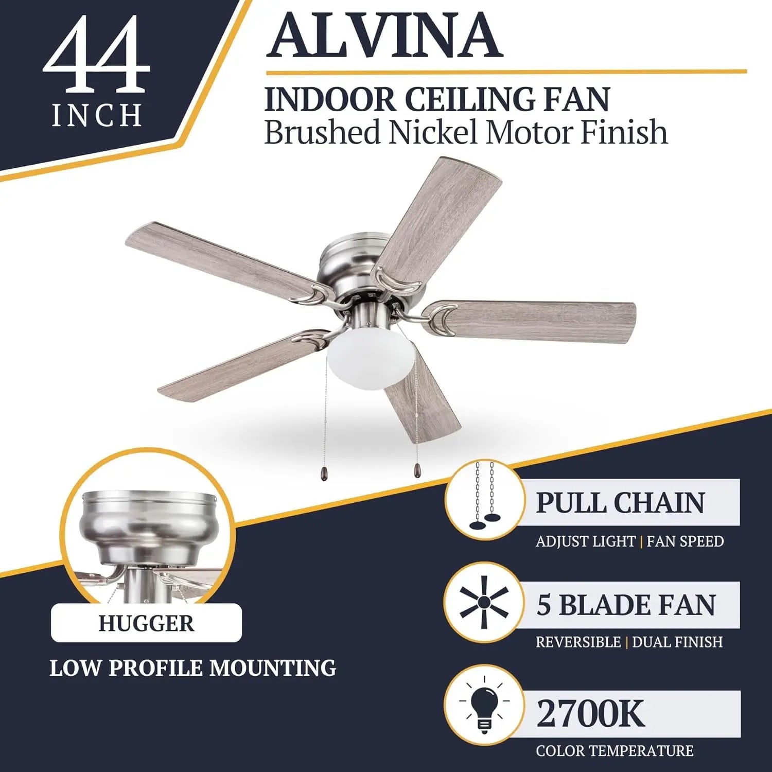 Prominence Home Alvina Traditional 44 Inch Ceiling Fan with Light, LEDIndoor Ceiling Fan Cools Smaller Rooms: This 44 inch indoor fan is ideal for indoor spaces up to 100 sq. ft., such as guest bedrooms, offices, kitchens, and dens; InProminence HomeNovacartProminence Home Alvina