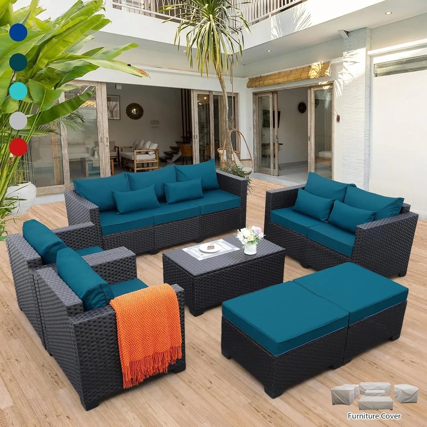 Rattaner Patio Furniture Sets 7 Pieces Outdoor Furniture Sectional PatQuality and Durable: founded atop an anti-rust steel frame, wrapped in dense HDPE wicker with woven details closely in a black finish with stereo arcuate stripe for RattanerNovacartRattaner Patio Furniture Sets