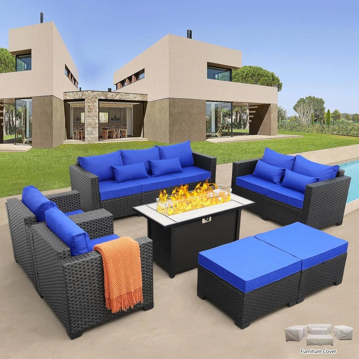 Rattaner Patio Furniture Sets 7 Pieces Outdoor Furniture Sectional PatQuality and Durable: founded atop an anti-rust steel frame, wrapped in dense HDPE wicker with woven details closely in a black finish with stereo arcuate stripe for RattanerNovacartRattaner Patio Furniture Sets