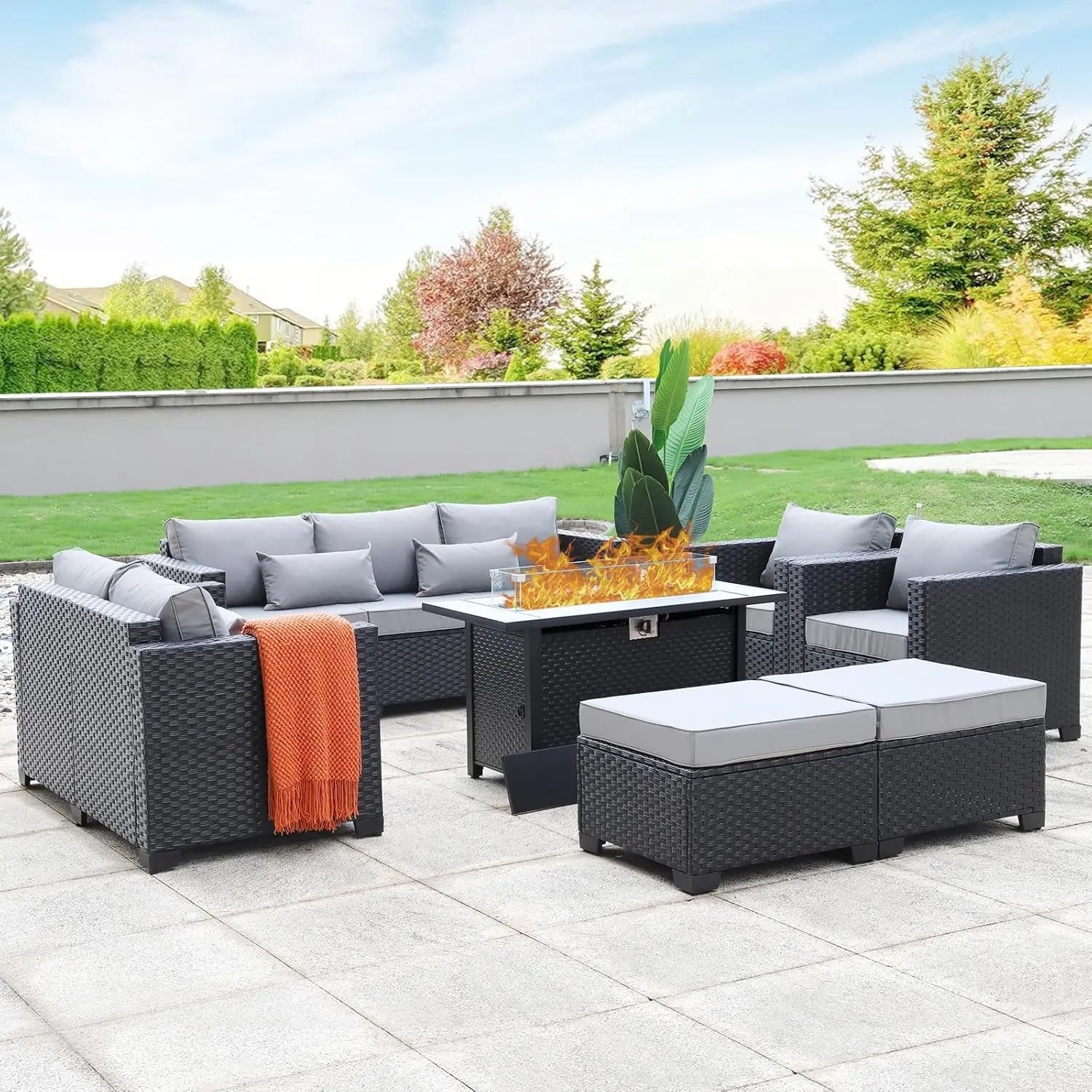 Rattaner Patio Furniture Sets 7 Pieces Outdoor Furniture Sectional PatQuality and Durable: founded atop an anti-rust steel frame, wrapped in dense HDPE wicker with woven details closely in a black finish with stereo arcuate stripe for RattanerNovacartRattaner Patio Furniture Sets