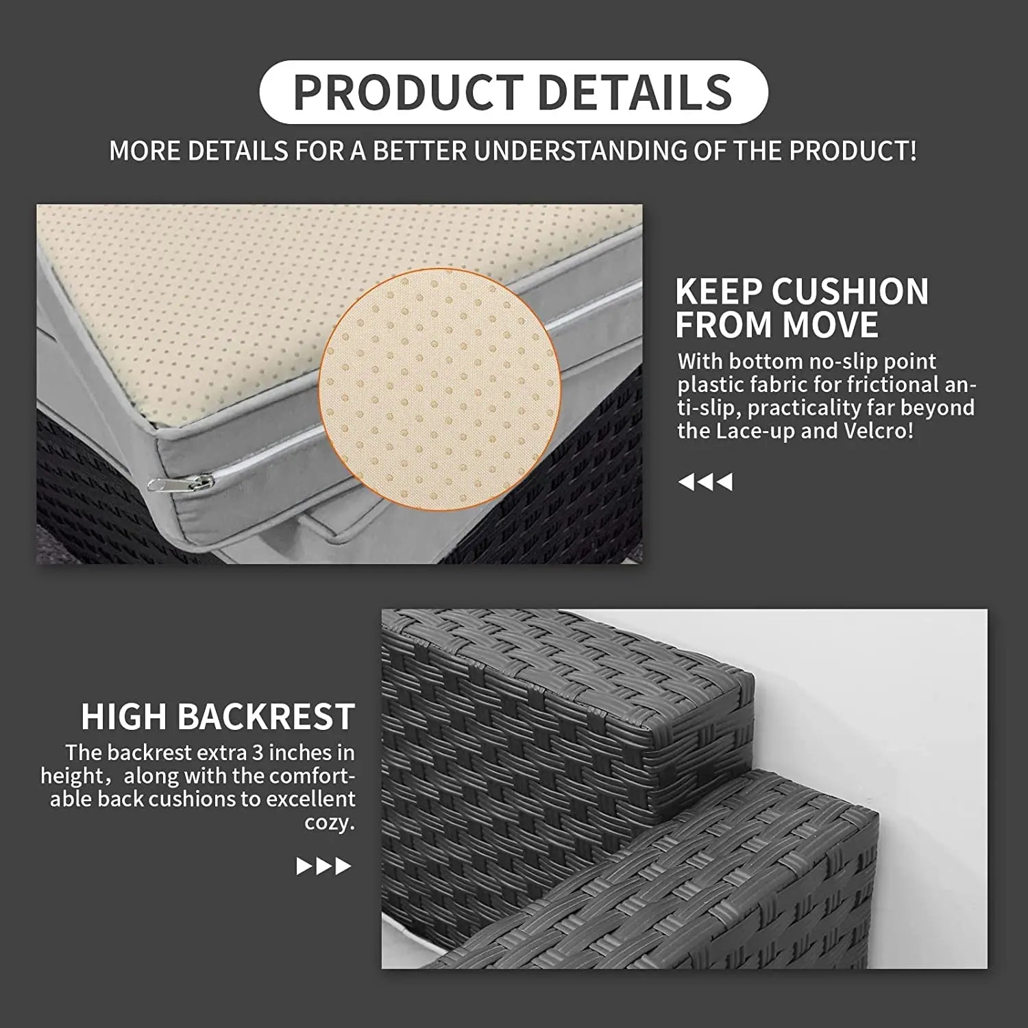 Rattaner Patio Furniture Sets 7 Pieces Outdoor Furniture Sectional PatQuality and Durable: founded atop an anti-rust steel frame, wrapped in dense HDPE wicker with woven details closely in a black finish with stereo arcuate stripe for RattanerNovacartRattaner Patio Furniture Sets